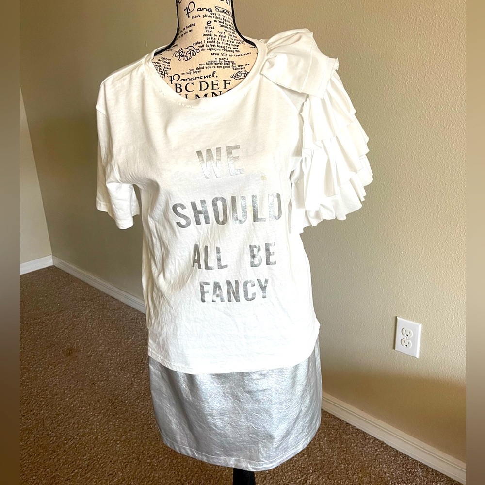 Chic White and Silver Skirt Set